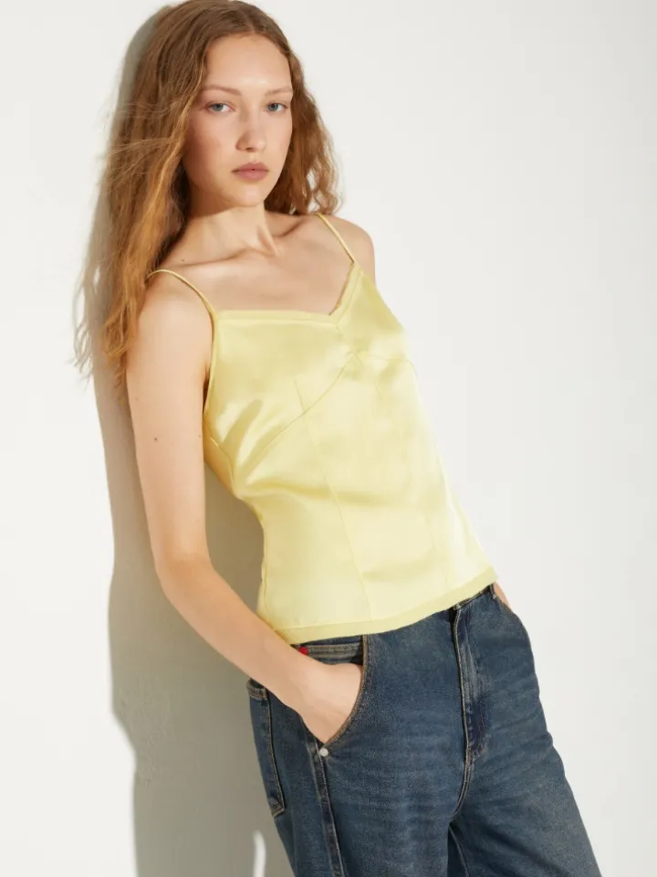 Fluid satin top - lemon