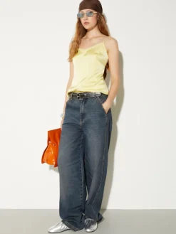 Fluid satin top - lemon