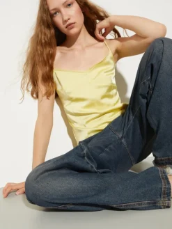 Fluid satin top - lemon