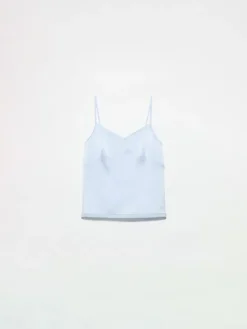 Fluid satin top - sky-blue