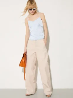 Fluid satin top - sky-blue