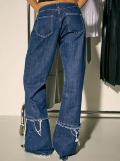 Frayed jeans Sami Miró &Co.llaboration - midnightblue