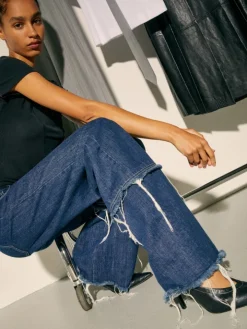 Frayed jeans Sami Miró &Co.llaboration - midnightblue