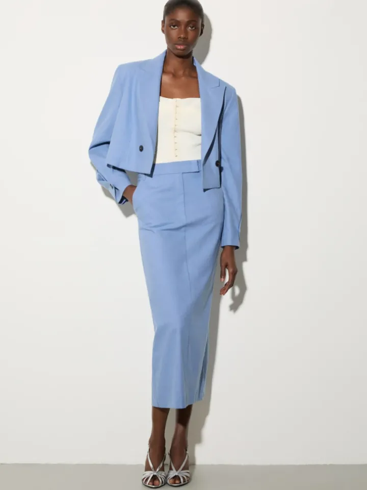 Gabardine column skirt - avio