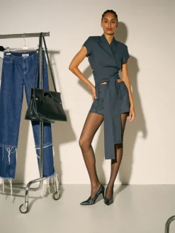Gabardine shorts Sami Miró &Co.llaboration - dark grey