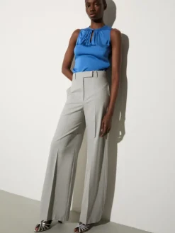 Gabardine straight trousers - melange grey
