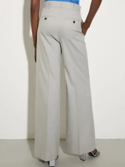 Gabardine straight trousers - melange grey