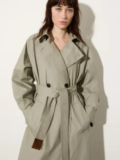 Gabardine trench coat - sage
