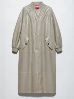 Glossy leather duster coat - grey