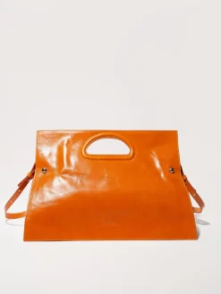 Glossy leather maxi Bookbag - tangerine