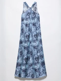 Halterneck silk dress - light blue