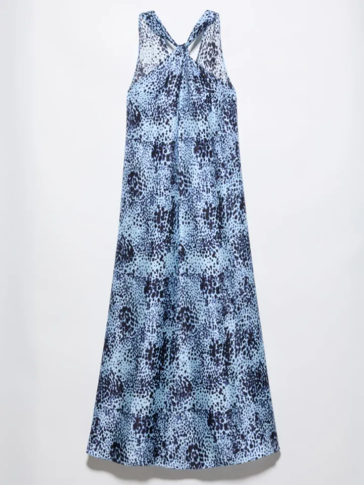 Halterneck silk dress - light blue
