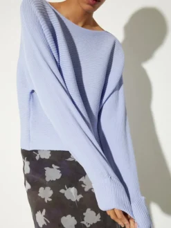 Horizontal rib-knit sweater - lavender