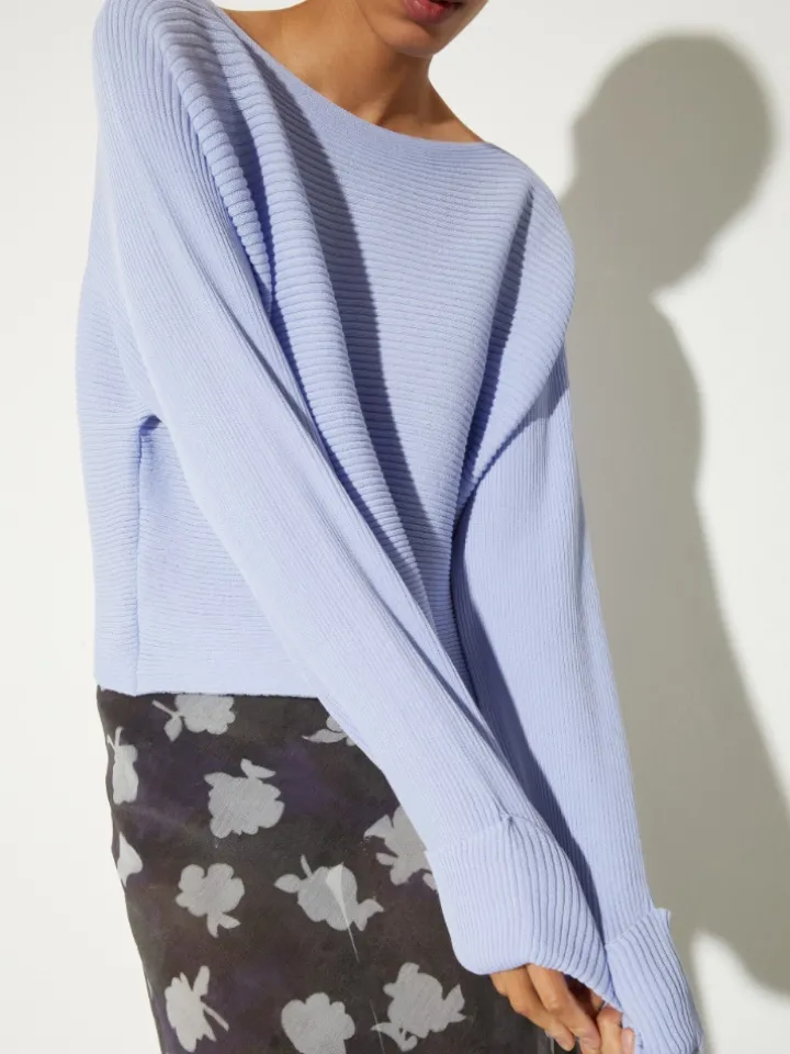 Horizontal rib-knit sweater - lavender
