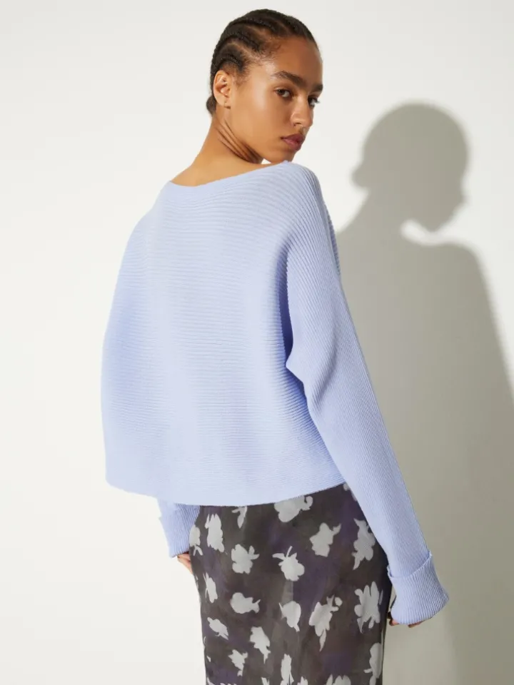 Horizontal rib-knit sweater - lavender