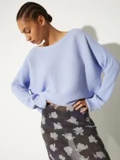 Horizontal rib-knit sweater - lavender