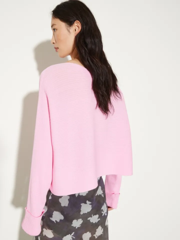 Horizontal rib-knit sweater - pink