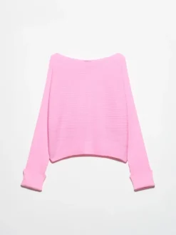 Horizontal rib-knit sweater - pink