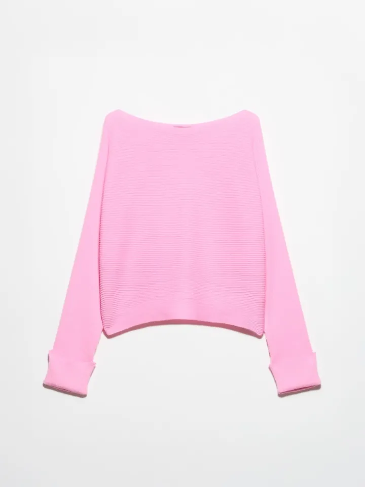 Horizontal rib-knit sweater - pink