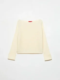 Horizontal rib-knit sweater - wool white