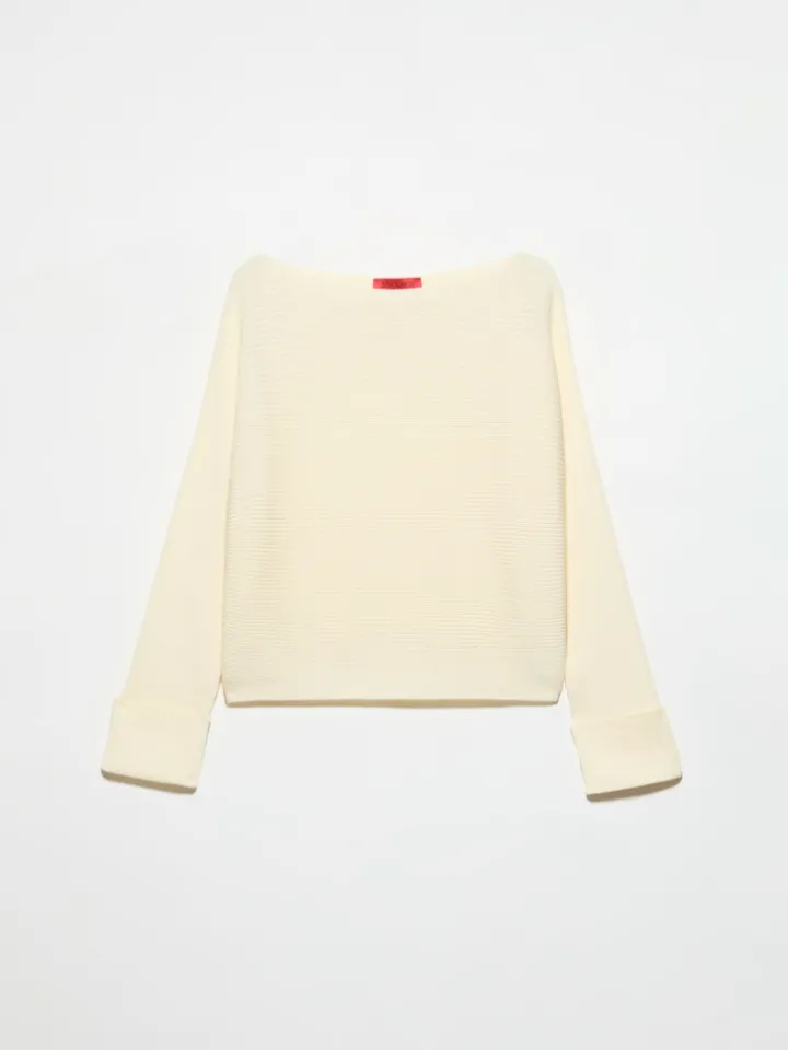 Horizontal rib-knit sweater - wool white