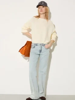 Horizontal rib-knit sweater - wool white