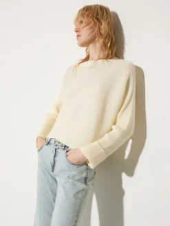 Horizontal rib-knit sweater - wool white