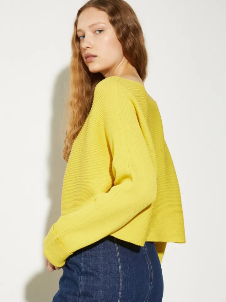 Horizontal rib-knit sweater - yellow