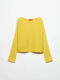 Horizontal rib-knit sweater - yellow
