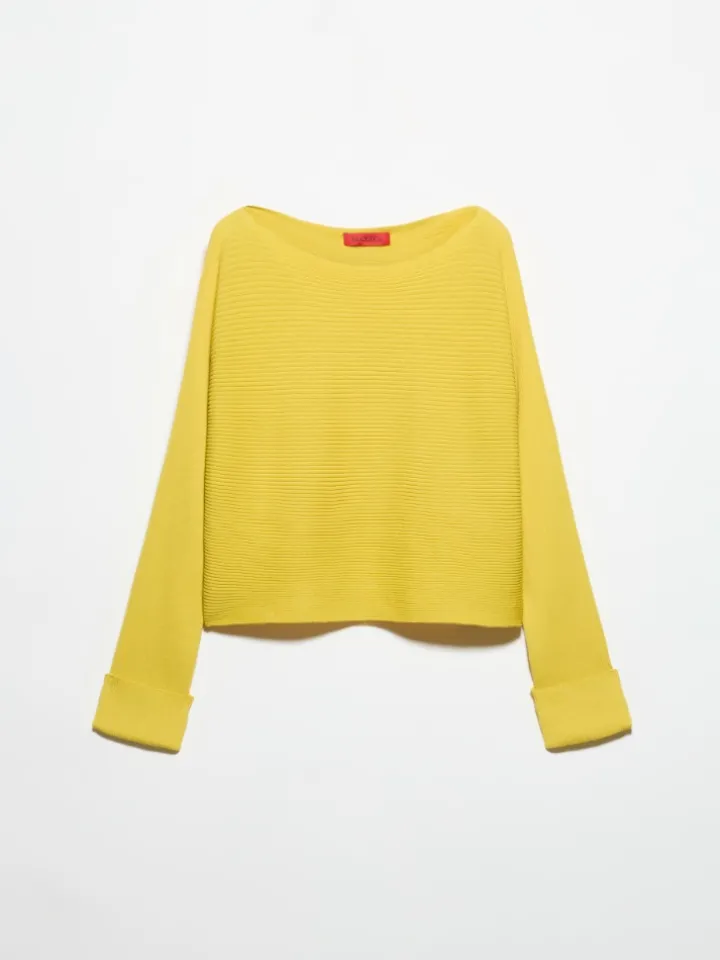 Horizontal rib-knit sweater - yellow