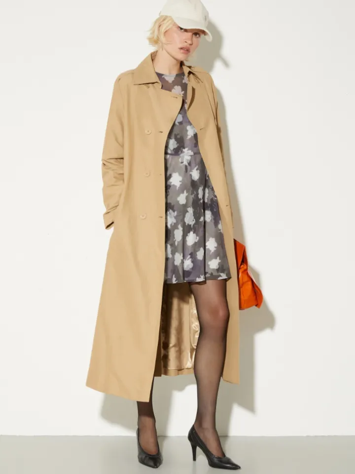 2-in-1 georgette and twill dress - navy