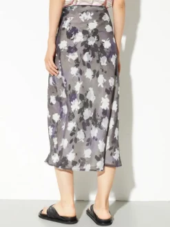 2-in-1 georgette and twill skirt - navy