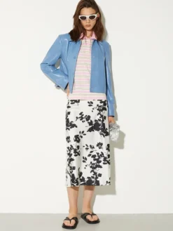 2-in-1 georgette and twill skirt - navy