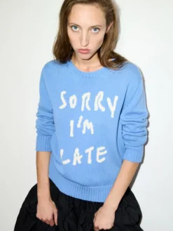 Jacquard cotton jumper - sky blue