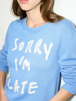 Jacquard cotton jumper - sky blue