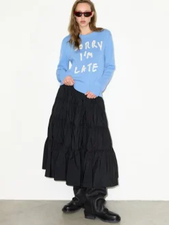 Jacquard cotton jumper - sky blue