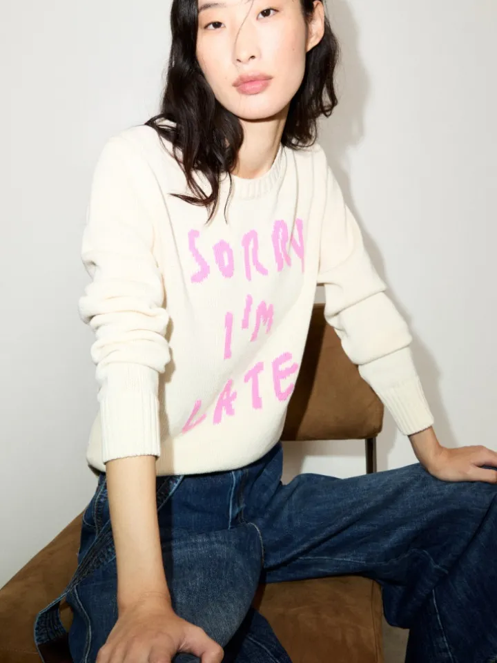 Jacquard cotton jumper - wool white