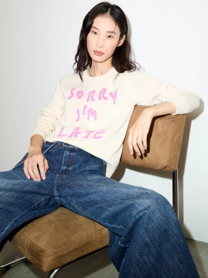 Jacquard cotton jumper - wool white