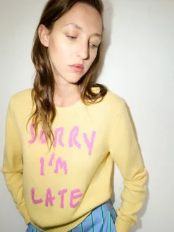 Jacquard cotton jumper - yellow