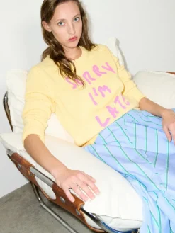 Jacquard cotton jumper - yellow