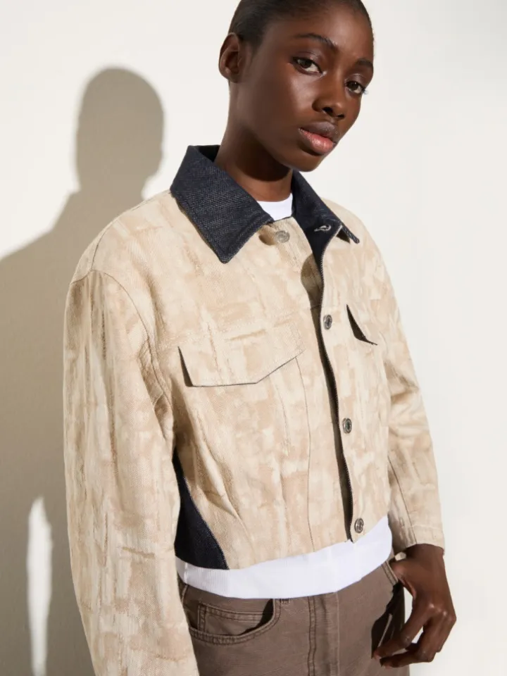 Jacquard fabric jacket - blue jeans