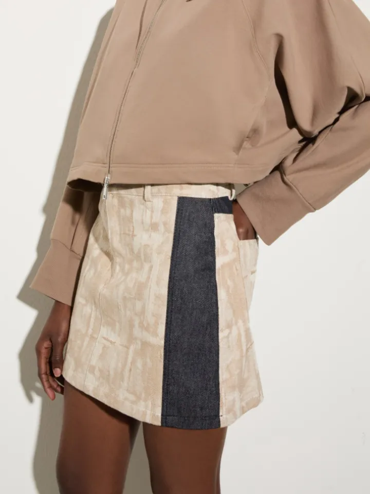 Jacquard fabric mini skirt - beige