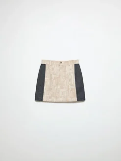 Jacquard fabric mini skirt - beige
