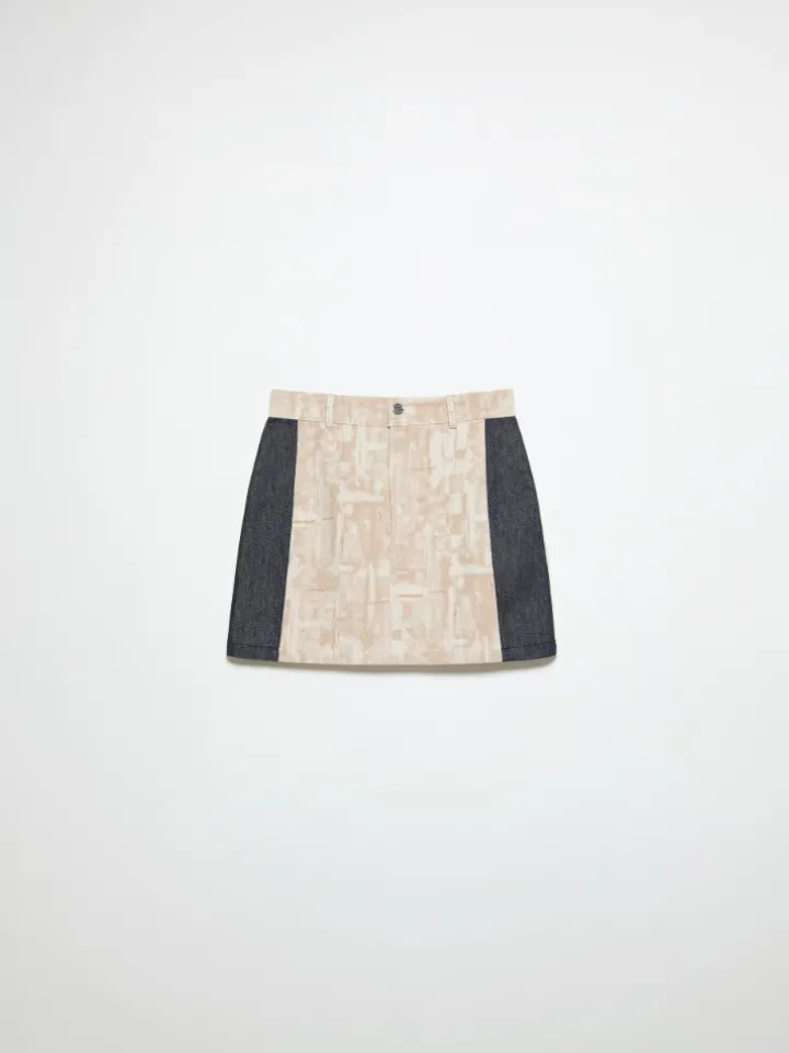 Jacquard fabric mini skirt - beige