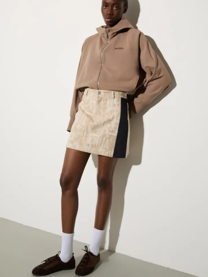 Jacquard fabric mini skirt - beige