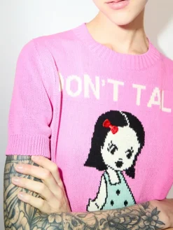 Jacquard knitted T-shirt - pink