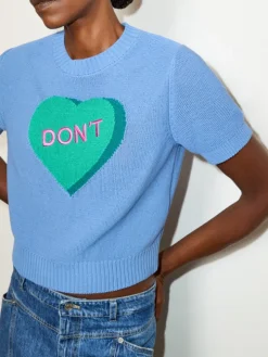 Jacquard knitted T-shirt - sky blue