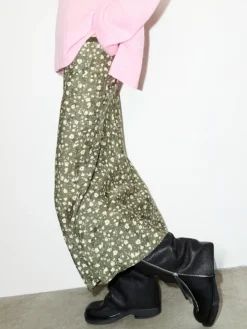 Jacquard midi skirt - kaki