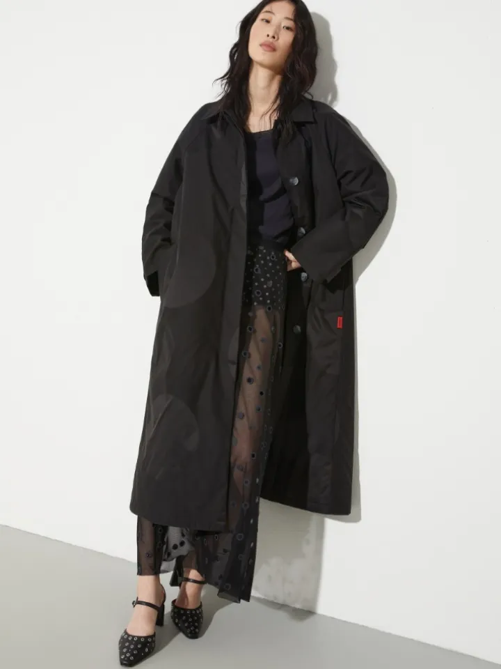 Jacquard padded coat - black