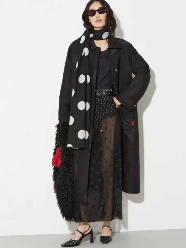 Jacquard padded coat - black